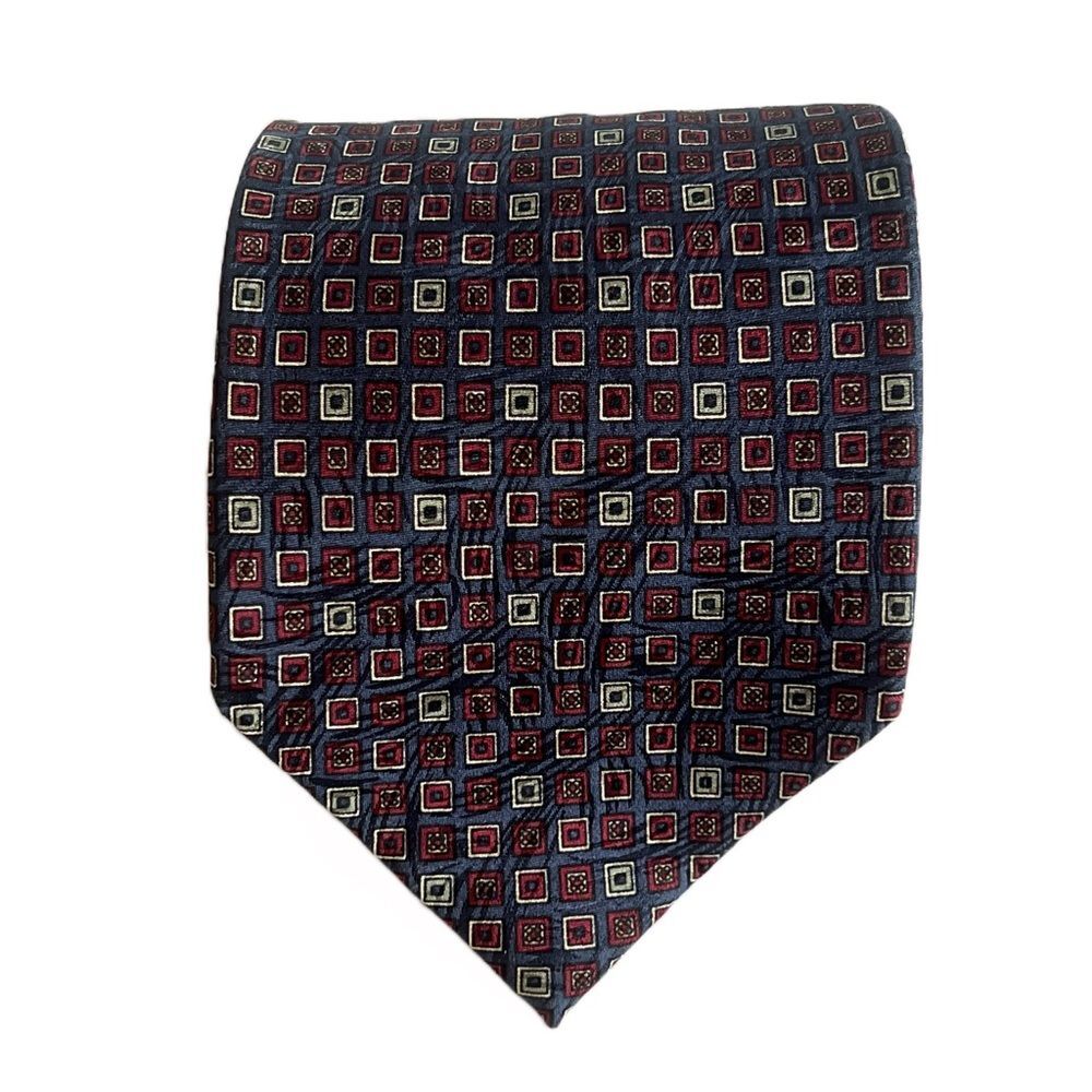 Pierre BALMAIN‎ 100% Silk Handmade Designer Tie Burgundy Geometric Retro Necktie - Picture 7 of 10